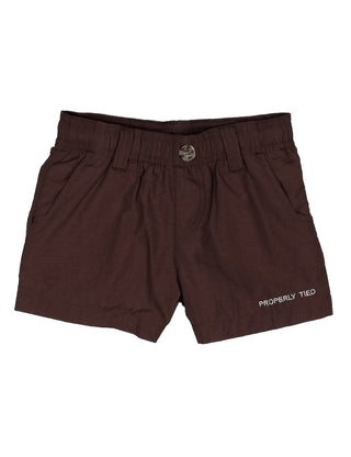 Properly Tied Boys Mallard Short - Bark
Brown shorts with 'Properly Tied' branding on a white background