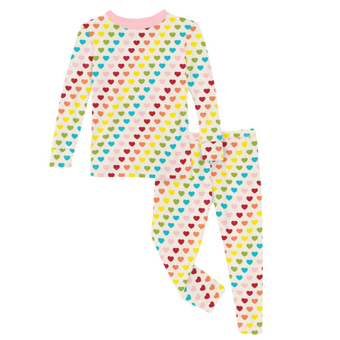 KicKee Pants Rainbow Hearts L/S Pajama Set, KicKee Pants, cf-size-10-years, cf-size-3t, cf-size-4t, cf-size-5-years, cf-size-8-years, cf-type-pajama-set, cf-vendor-kickee-pants, KicKee, kicke