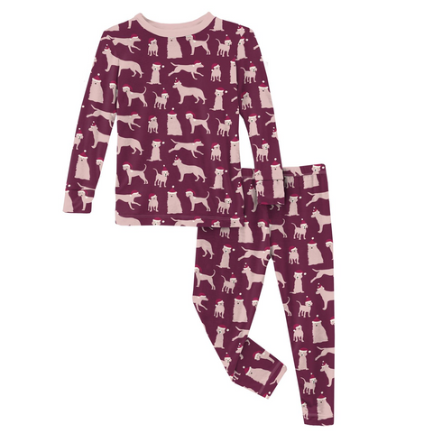 KicKee Pants Melody Santa Dogs L/S Pajama Set, KicKee Pants, All Things Holiday, cf-size-10-years, cf-type-pajama-set, cf-vendor-kickee-pants, Christmas, Christmas Pajama, Christmas Pajamas, 