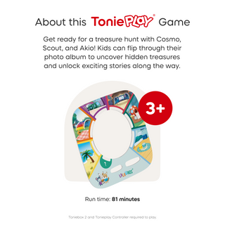 Tonieplay Lalalinos: Find the Photo Game
Tonic Play game packaging with colorful design and text about the game's features.