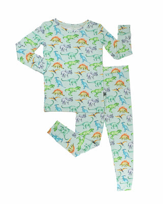 Lev Baby Pajama Set - Landon
Children's pajama set with dinosaur pattern on a light blue background