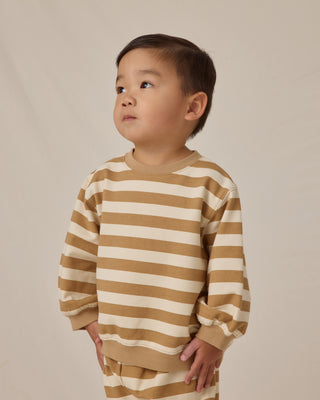 Quincy Mae, Quincy Mae Oversized Crew Sweatshirt & Oversized Sweatpant Set - Gold Stripe - Basically Bows & Bowties