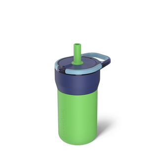 Brumate Leap 12oz Neutron cup with sleek blue design and stainless steel body, featuring a spill-proof lid and ergonomic grip.