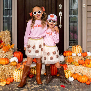 Sweet Wink Sequin Pumpkin Ivory Tutu, Sweet Wink, cf-size-1-2y-med, cf-size-2-4y-large, cf-size-4-6y-xl, cf-size-6-8y-xxl, cf-type-tutu, cf-vendor-sweet-wink, Fall, Halloween, Halloween Skirt
