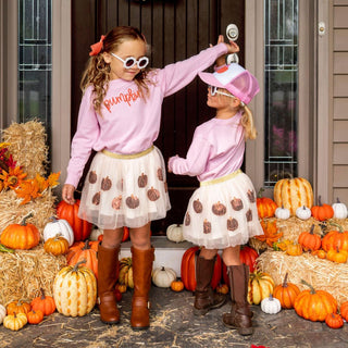Sweet Wink Sequin Pumpkin Ivory Tutu, Sweet Wink, cf-size-1-2y-med, cf-size-2-4y-large, cf-size-4-6y-xl, cf-size-6-8y-xxl, cf-type-tutu, cf-vendor-sweet-wink, Fall, Halloween, Halloween Skirt