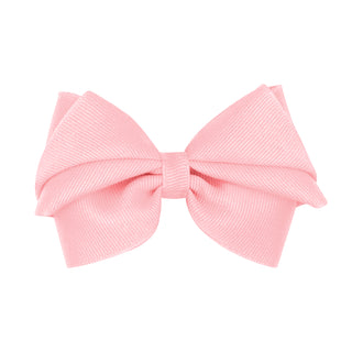 Light pink Wee Ones small pleated grosgrain hair bow on a clip, perfect for baby and toddler hairstyles.
