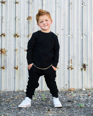 Little Bipsy Waffle Top - Black
