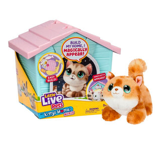 Little Live Pets™ Kitty’s Home Minis with Buildable House
Toy cat with packaging featuring a pink house and colorful text on a white background