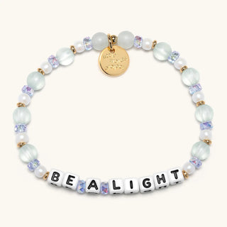 Little Words Project Bracelet - Be A Light: Honeydew Kiss
Bracelet with beads and a gold tag on a white background