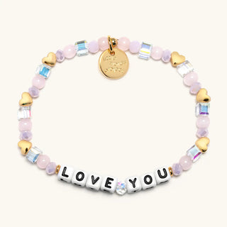 Little Words Project bracelet with chalkboard love message reading "Love You" in elegant script design.