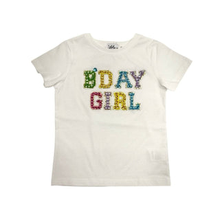 Lola and The Boys Birthday Girl Gem T-Shirt - White
White t-shirt with 'BDAY GIRL' text in colorful letters on a white background