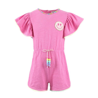 Lola and The Boys Pink Gems Emoji Romper
Pink romper with smiley face design on a white background