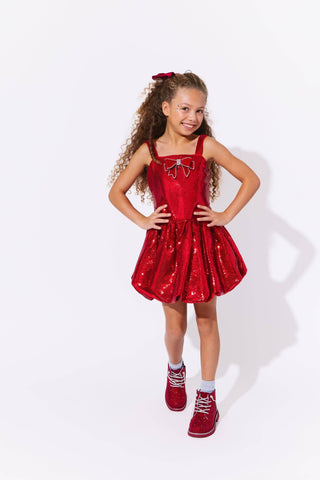Lola and The Boys Ruby Sequin Bubble Dress