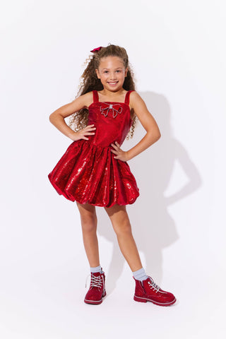 Lola and The Boys Ruby Sequin Bubble Dress