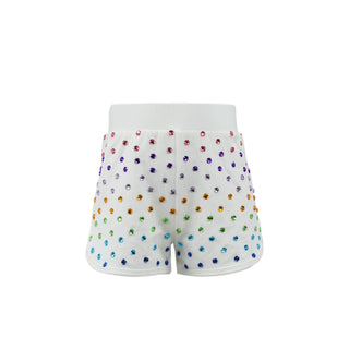 Lola and The Boys Shine Bright Gem Short Set
White shorts with colorful polka dot pattern on a white background