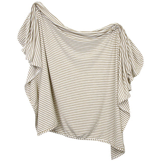 Lou Lou and Company Ribbed Swaddle Blanket - Indy
Striped top with ruffled sleeves on a white background