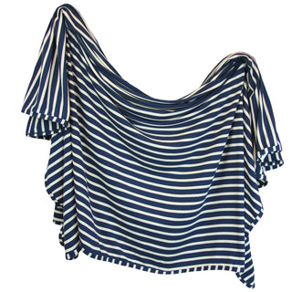 Lou Lou and Company Ribbed Swaddle Blanket - Jack
Blue and white striped top with ruffled sleeves on a white background