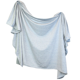Lou Lou and Company Swaddle Blanket - Crew
A light blue heathered draped top with a wide neckline and short, flowing sleeves, shown against a plain white background.