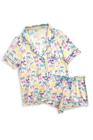 KatieJ NYC Lynn Lounge Set with Shorts - Pastel Bows: Juniors