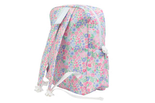 Apple of My Isla Ditsy Floral Backpack with adjustable straps, multiple pockets, and a vibrant floral pattern.