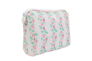 Apple of My Isla Strawberries bag featuring a vibrant strawberry design, with a sleek and stylish bag silhouette.