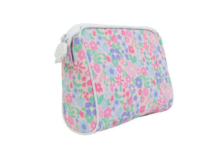 Apple of My Isla Ditsy Floral Go Bag shown with adjustable strap, zip closure, and floral pattern on lightweight fabric.