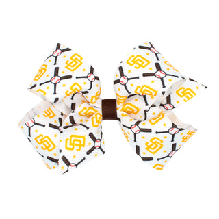 Wee Ones San Diego Padres hair bow on clippie featuring team colors and logo, perfect for young fans.