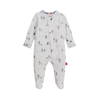 Magnetic Me Modal Magnetic Footie - Love You A Bot
Baby onesie with robot pattern on a white background
