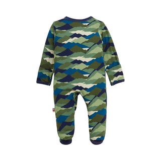 Magnetic Me Modal Magnetic Footie - Camo Peak
Camouflage-patterned baby onesie on a white background
