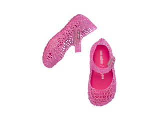 Mini Melissa Mini Campana Papel - Pink Glitter
Pink sandal with a bow on a white background