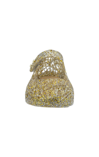 Mini Melissa Campana Papel Zig Zag - Mixed Golden Glitter
Gold glittery shoe on a white background