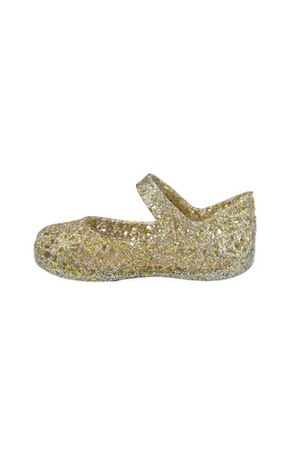 Mini Melissa Campana Papel Zig Zag - Mixed Golden Glitter
Gold glittery shoe on a white background