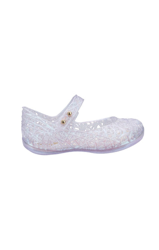Mini Melissa Mini Campana Zig Zag - Pearly White
Clear jelly shoe with decorative elements on a white background