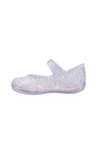 Mini Melissa Mini Campana Zig Zag - Pearly White
Blue Adidas sneaker with white stripes on a light gray background