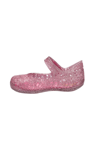 Mini Melissa Mini Campana Zig Zag - Pink Glitter Silver
Pink glittery shoe on a white background