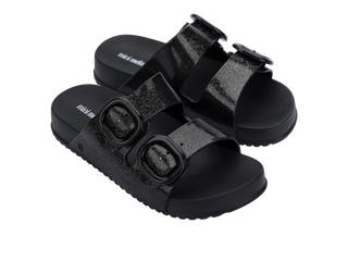 Mini Melissa Cozy Slide Kids - Black / Glitter