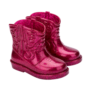 Mini Melissa Texas Boots Baby - Glitter Pink
Pair of pink glittery boots on a white background