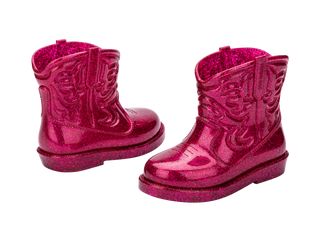 Mini Melissa Texas Boots Baby - Glitter Pink
Pair of pink glittery boots on a white background