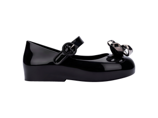 Mini Melissa Mini Sweet Love Glam - Black
Black patent leather shoes with buckles on a white background