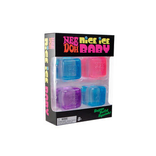 Schylling NeeDoh Teenie Nice Ice Baby 4-pack of tactile squishy toys with colorful, textured ice-themed characters.