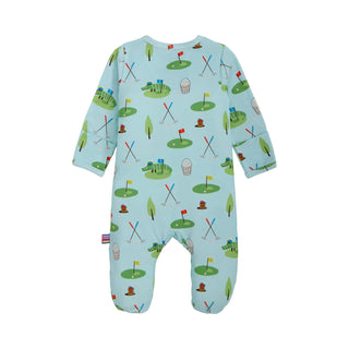 Magnificent Baby Magnetic Me Modal Footie in Gopher It color, soft fabric with magnetic closures for easy dressing.