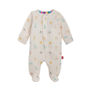 Magnetic Me Modal Magnetic Footie - Lullaby Sky Pink
Baby onesie with colorful patterns on a white background