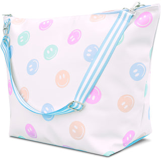 Iscream Made You Smile Weekender Bag
White tote bag with colorful smiley face pattern on a white background
