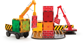 Colorful Magna-Tiles Builder 32-piece set for creative building and imaginative play, featuring transparent geometric shapes.