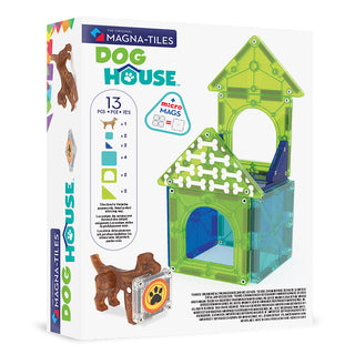Magna-Tiles Dog House™ 13-Piece Set
Magna-Tiles Dog House toy set packaging with green dog house and brown dog figure on a white background