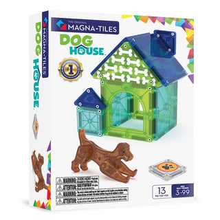 Magna-Tiles Dog House™ 13-Piece Set Magna-Tiles Dog House set packaging with colorful design and toy blocks.