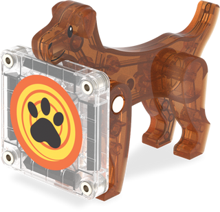 Magna-Tiles Dog House™ 13-Piece Set
Transparent cassette tape with a brown dog-shaped cover on a white background