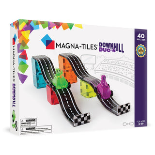 Magna-Tiles Downhill Duo 40-piece set of colorful magnetic building tiles for creative play and construction.