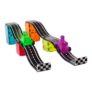 Magna-Tiles Downhill Duo 40-piece set of colorful plastic construction tiles for creative building and imaginative play.