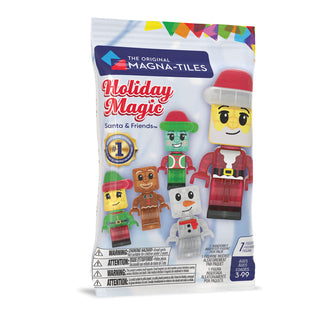 Magna-Tiles Holiday Magic Santa and Friends Mystery Bag
A sealed retail package of The Original Magna-Tiles Holiday Magic Santa & Friends mini building blocks, showing the front artwork with several festive toy figures and product details.